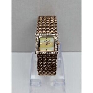 Anne Klein Rose Gold Mesh Crystal Bezel Mother Of Pearl Dial Watch New Battery